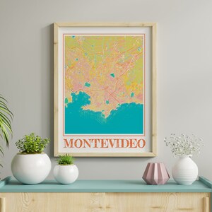 Watercolor Montevideo Map Poster of Uruguay Montevideo Map of Montevideo Wall Art of Montevideo Gift of Montevideo Print