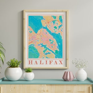 Watercolor Halifax Map Print of Halifax Nova Scotia Painting Map of Halifax Poster of Halifax Wall Art of Halifax Gift