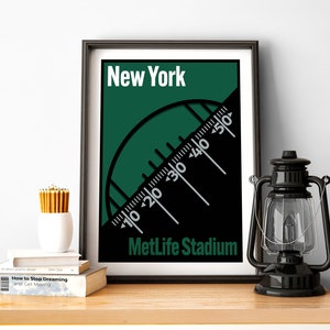Minimal New York Football Print MetLife Stadium Poster of Jets Fan Gift of New York Print of New York Gift Poster of Jets Wall Art