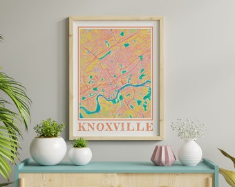 Watercolor Knoxville Map Print of Knoxville Tennessee Painting Map of Knoxville Poster of Knoxville Wall Art of Knoxville Gift