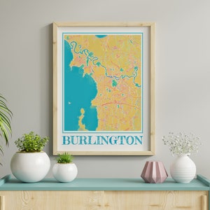 Burlington Vermont Map Watercolor Poster - Burlington Wall Art, City Painting Gift, Vermont Map Print for Home Decor