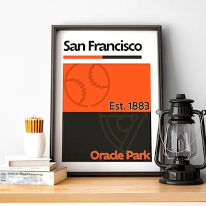San Francisco Baseball Print,  San Francisco Poster, Minimalist Poster, San Francisco Sports, California Team Colour Gift for Baseball Fan