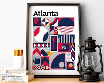 Arte de pared de béisbol de Atlanta de Atlanta Póster de los Bravos Fan Gift of Sports Decor of Atlanta Gift Print