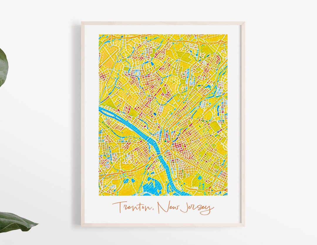 Acuarela Trenton Mapa Póster de Trenton Color Pintura Mapa de - Etsy México
