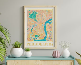 Watercolor Philadelphia Map Poster of Philadelphia Pennsylvania Map of Philadelphia Wall Art of Philadelphia Gift of Phila Print