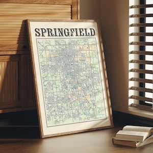 Antique Springfield Missouri Map Poster of Springfield Wall Art of Springfield MO Print of Springfield Wall Art of Springfield Gift