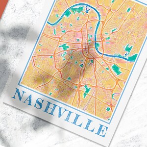 Watercolor Nashville Map Poster, Nashville Tennessee City Wall Art image 7
