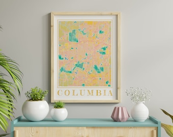 Watercolor Columbia Missouri Map Poster of Columbia Wall Art of Missouri Map of Columbia Print of Columbia Gift of Columbia City Painting