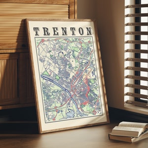 Antique Trenton Map Poster of Trenton New Jersey Vintage Home Décor of Trenton Print of Trenton Wall Art of Trenton Gift