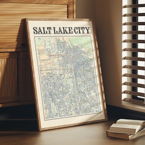 Antique Salt Lake City Map Poster of Salt Lake City Utah Classic Map of Salt Lake City Print of Salt Lake City Wall Art of Salt Lake City