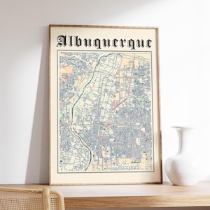 Classic Albuquerque Map Poster of Albuquerque New Mexico Print of Albuquerque NM Map of Albuquerque Classic Wall Art of Albuquerque