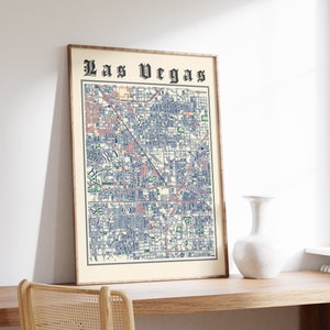 Las Vegas Carte Affiche Classique Nevada Las Vegas Carte de Las Vegas Impression de Las Vegas Wall Art de Las Vegas Cadeau