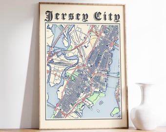 Vintage Jersey City Map Print: Classic New Jersey Wall Art