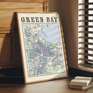 Antica mappa di Green Bay, poster di Green Bay, Wisconsin, arredamento vintage per la casa di Green Bay, stampa di Green Bay, arte murale di Green Bay, regalo