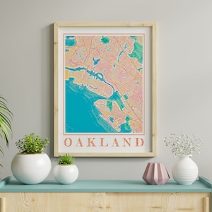 Aquarell Oakland Karte Poster von Oakland Wandkunst von Kalifornien Karte von Oakland Print of Oakland Gift of Oakland City Painting