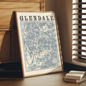 Antique Glendale Arizona Map Poster of Glendale Wall Art of Glendale AZ Print of Glendale Wall Art of Glendale Gift