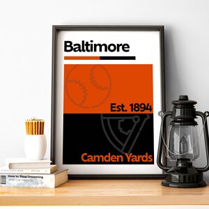 Baltimore Baseball Print,  Baltimore Poster, Minimalist Poster, Maryland Team Colour Gift for Baseball Fan