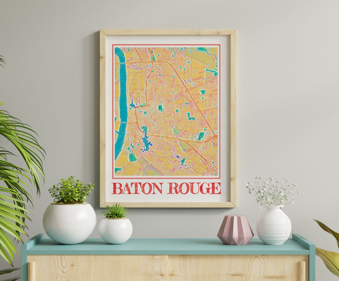Watercolor Baton Rouge Map of Baton Rouge Print of Baton Rouge Etsy