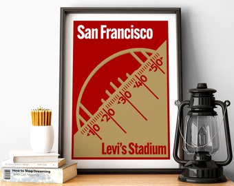 San Francisco fotbollsaffisch Levi's Stadium-tryck av 49ers Fangåva från San Francisco Tryck av San Francisco Gåva-affisch med 49ers Väggkonst