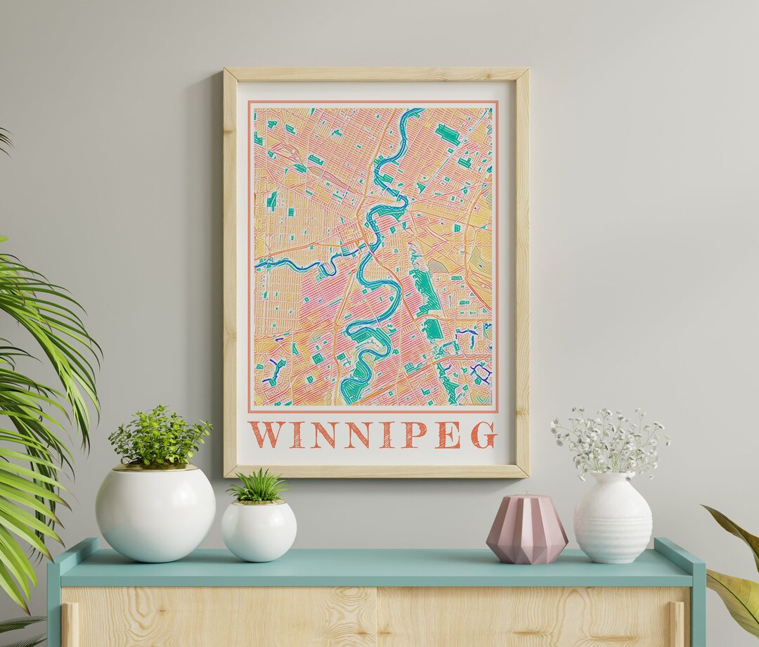 Winnipeg Map Print, Winnipeg Watercolor Print, Winnipeg Manitoba, Winnipeg Gifts, Winnipeg
