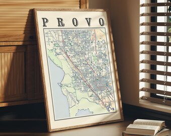 Antique Provo Utah Map Poster: Vintage Home Decor Print
