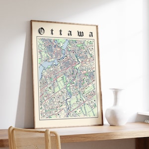 Ottawa Map Poster, Classic Map of Ottawa, Ottawa Ontario Print, Ottawa Poster, Ottawa Wall Art, Canada City Map