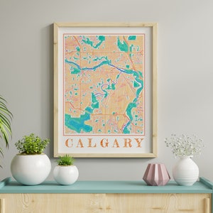 Watercolor Calgary Map Print of Calgary Alberta Painting Map of Calgary Poster of Calgary Wall Art of Calgary Gift