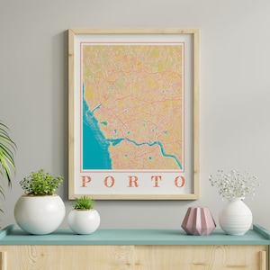 Watercolor Porto Map Poster of Porto Portugal Map of Porto Wall Art of Porto Gift of Porto Prints of Porto Portugal