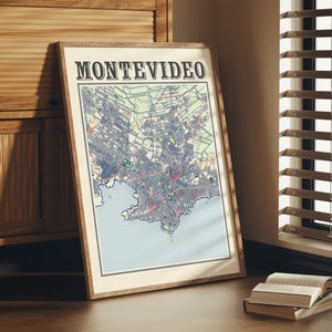 Antique Montevideo Map Poster of Montevideo Uruguay Classic Map of Montevideo Print of Montevideo Wall Art of Montevideo Gift