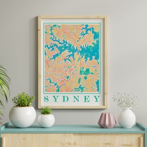 Watercolor Sydney Map Print of Sydney Australia Painting Map of Sydney Poster of Sydney Wall Art of Sydney Gift