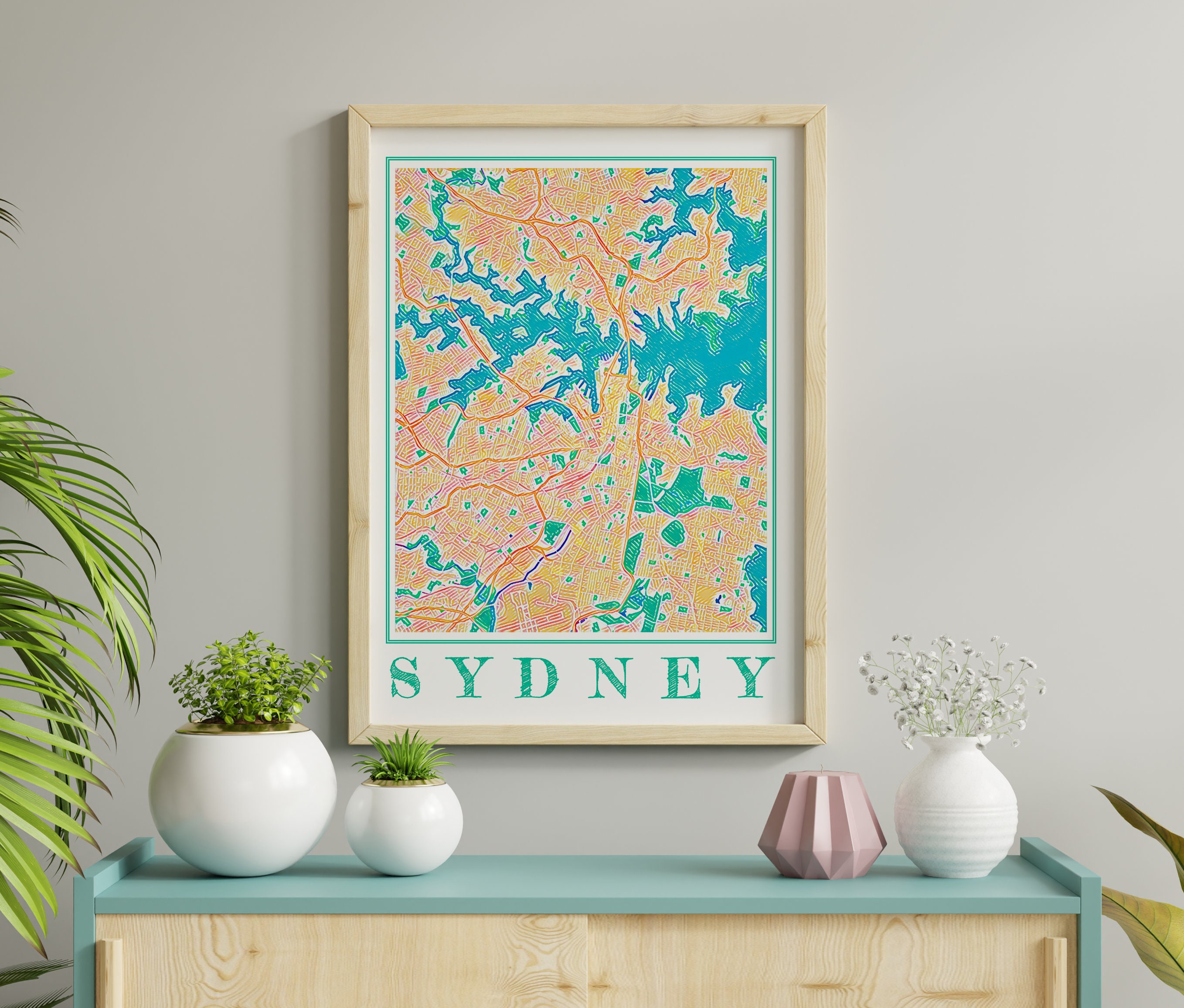 Watercolor Sydney Map Print of Sydney Australia Painting Map of Sydney Poster of Sydney Wall Art of Sydney Gift