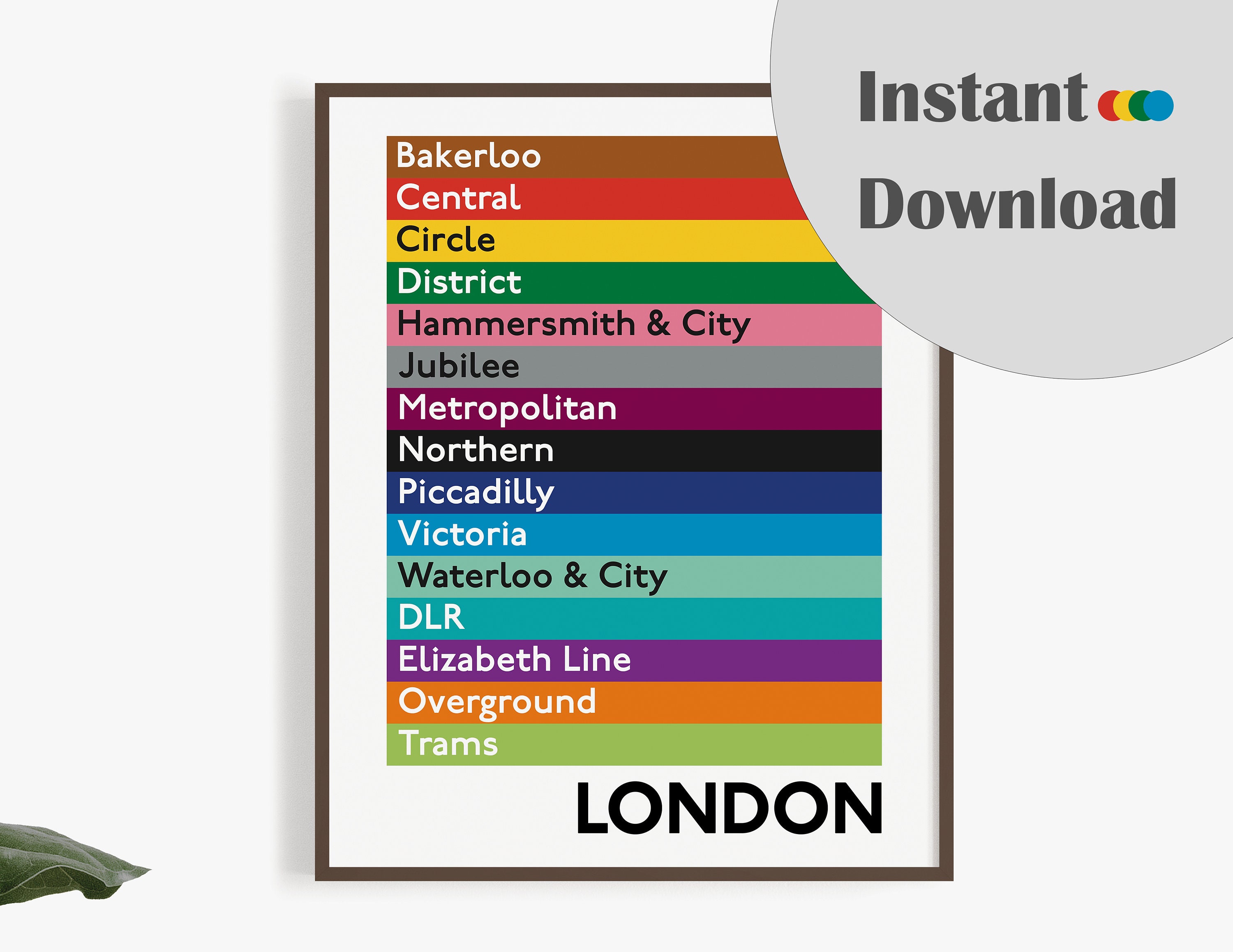 London Underground Digital Print, Elizabeth Line Added
