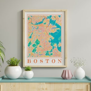 Watercolor Boston Map Poster of Boston Wall Art of Massachusetts Map of Boston Print of Boston Gift of Boston City Painting