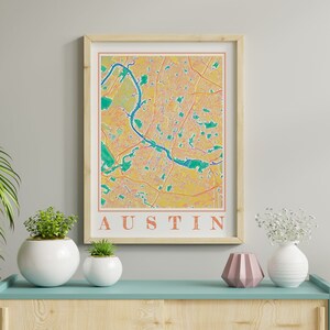 Aquarell Austin Karte Poster von Austin Wandkunst von Texas Karte von Austin Print of Austin Gift of Austin City Painting