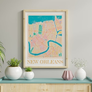 Aquarell New Orleans Karte Druck von New Orleans Louisiana Gemälde Karte von New Orleans Poster von New Orleans Wandkunst von New Orleans Geschenk