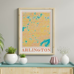 Watercolor Arlington Map Poster of Arlington Texas Map of Arlington Wall Art of Arlington Gift of Arlington City Painting