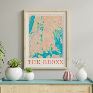 Watercolor The Bronx Map Poster - New York City Wall Art, Bronx Map Print, Unique Bronx Gift & City Painting Home Decor