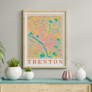 Aquarell Trenton Karte Poster von New Jersey Trenton Farbmalerei Karte von Trenton Druck von Trenton Wandkunst von Trenton Geschenk
