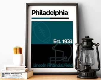 Philadelphia Football Print, Philadelphia Poster, Minimalist Poster, Pennsylvania Team Colour Gift for American Football Fan