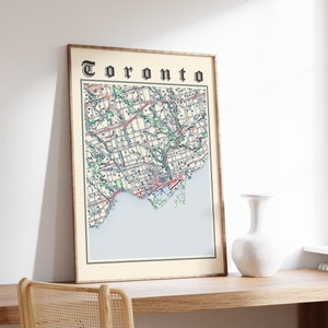 Toronto Map Poster, Classic Map of Toronto, Vintage Toronto Ontario Print, Toronto Wall Art, Canada City Map