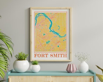 Watercolor Fort Smith Arkansas Map Art Print: City Souvenir