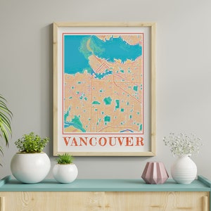 Aquarell Vancouver Karte Druck von Vancouver British Columbia Malerei Karte von Vancouver Poster von Vancouver Wandkunst von Vancouver Geschenk