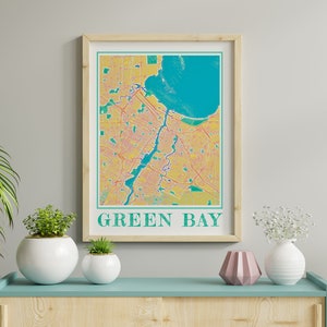 Aquarell Green Bay Karte Poster von Wisconsin Green Bay Farbmalerei Karte von Green Bay Druck von Green Bay Wandkunst von Green Bay Geschenk