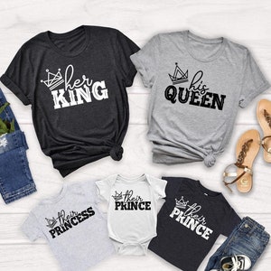 Her King His Queen Their Prince Their Princess Family Matching Shirts, Custom Family T-Shirt, Family Vacation Tee, Royal Family Shirts
