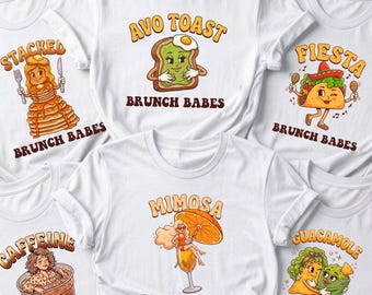 Custom Brunch Babes Bachelorette Shirt: Retro Food Theme Group T-Shirt