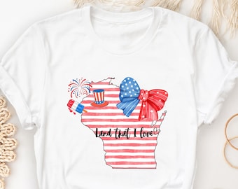 Wisconsin USA Flag T-Shirt: Patriotic Travel Souvenir