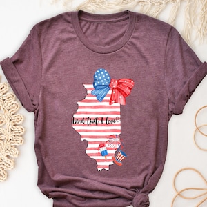 Illinois USA T-Shirt: Patriotic Home State Travel Tee