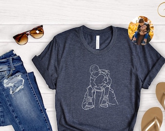 Dad Custom Portrait From Photo Shirt, Chest Personalized Photo T-Shirt, Father's Day Gifts, Family Picture Tops, Fathers Day Shirts,Dad Gift