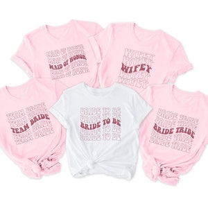 Matching Bachelorette Party T-Shirts: Bride & Squad Group Tees