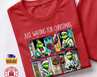 Grinch Comic Strip Christmas Shirt, Holiday Coffee Tee